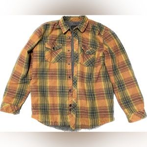 Hurley Sherpa Plaid Jacket | Size: M | Color: Plaid Orange/Mustard/Grey